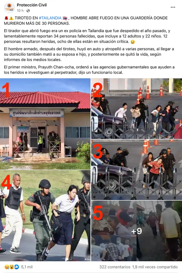 Publicación viral contiene imágenes procedentes de otros contextos. Foto: captura de Facebook