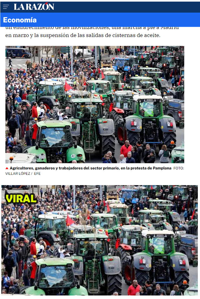 Imágenes de La Razón (arriba) y del post viral (abajo). Foto: composición.