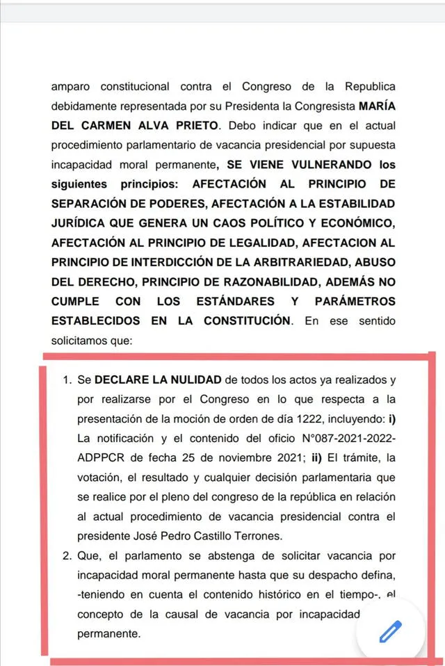 Acción de amparo presentada por Walter Ayala. Foto: Twitter de Carlos Villarreal