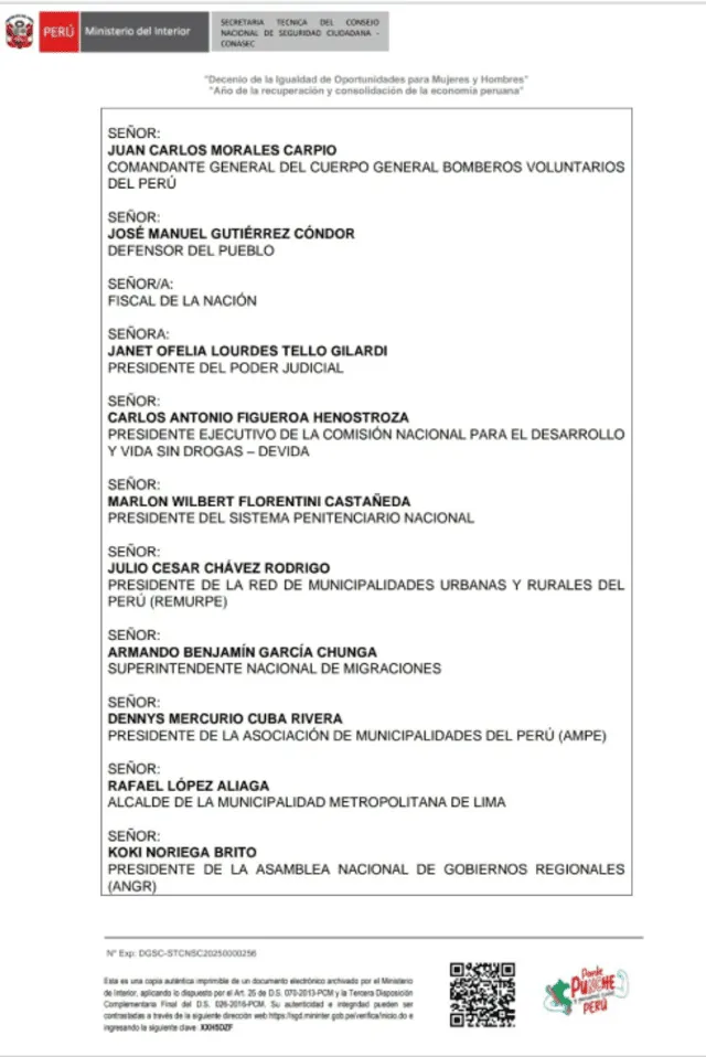 Documento no considera a Delia Espinoza como fiscal de la Nación.