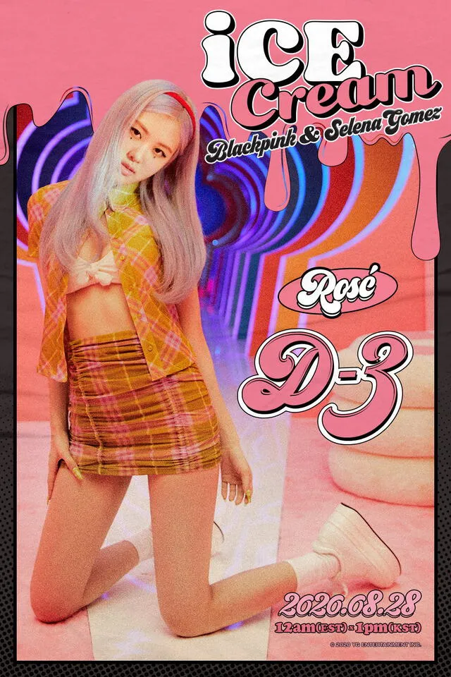 Póster promocional de "Ice cream" de Rosé de BLACKPINK. Créditos: YG Entertainment