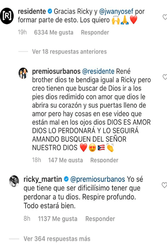 Esta es la respuesta de Ricky Martin.