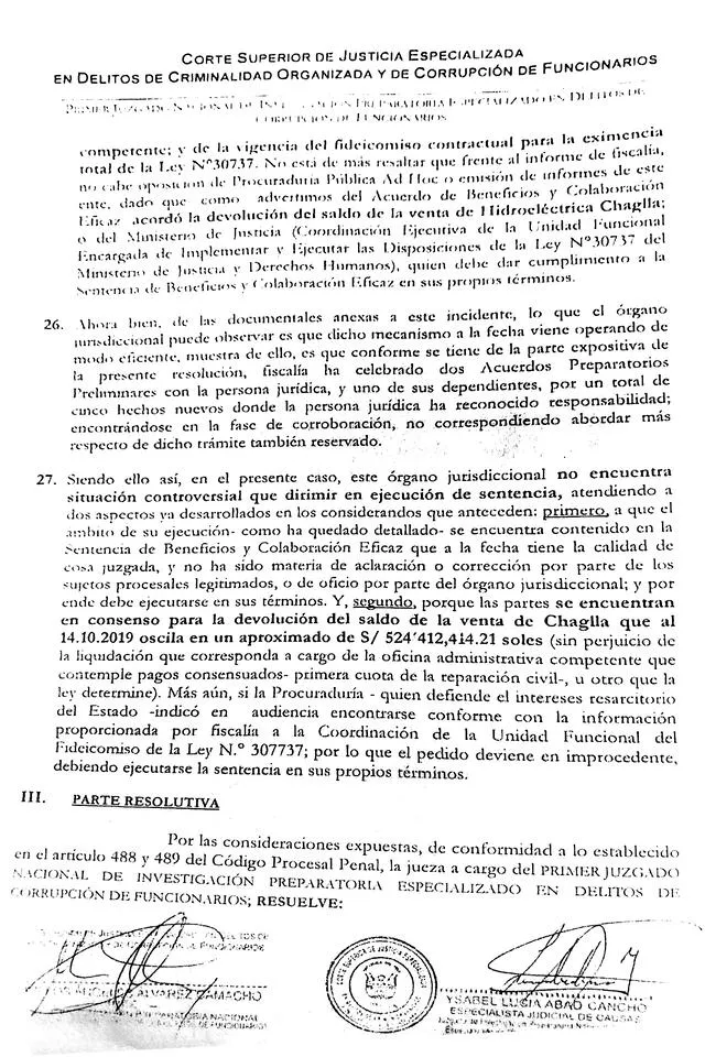 Jueza no ordenó devolver dinero a Odebrecht