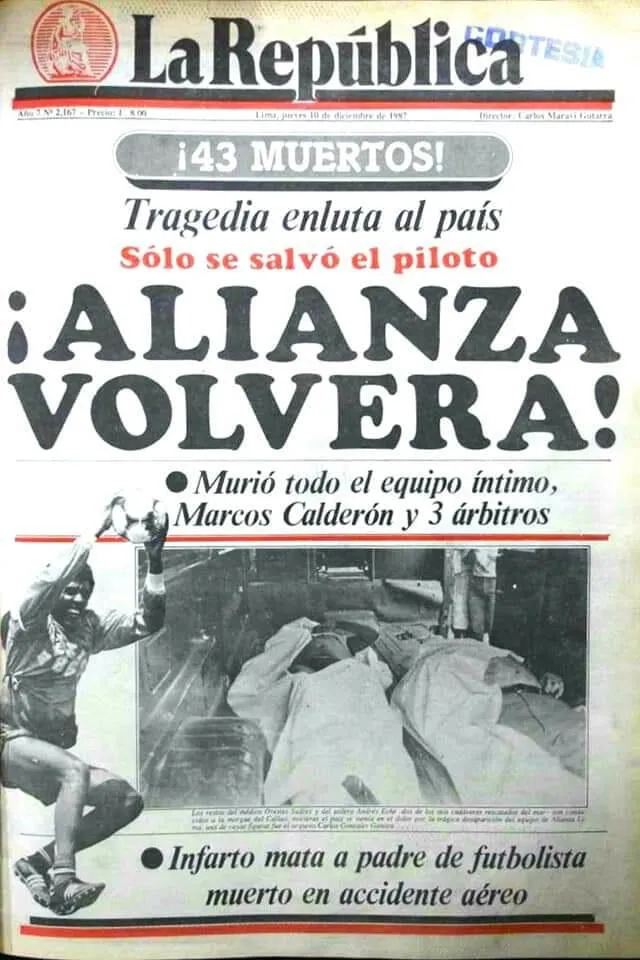 El plantel de Alianza Lima de 1987 falleció en un accidente aéreo. Foto: Twitter Alianza Antifa