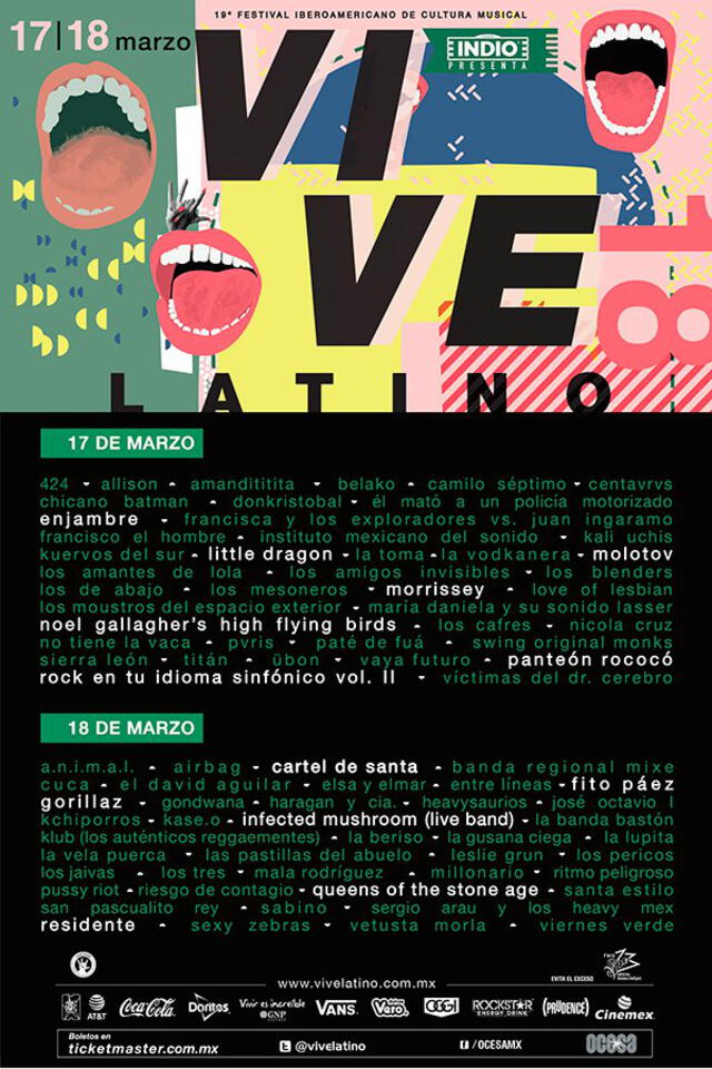 Cartel publicitario del Vive Latino 2018. (Foto: El Heraldo)