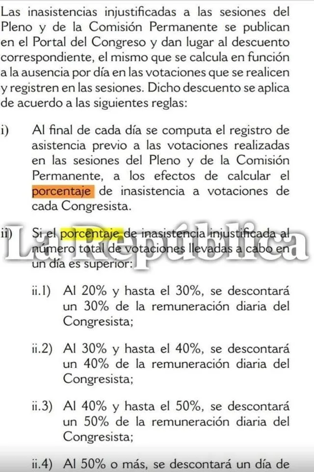  Un vacío que le otorga medio sueldo a Digna Calle a raíz de una mala ejecución de la Mesa Directiva. Foto: captura Reglamento Interno   