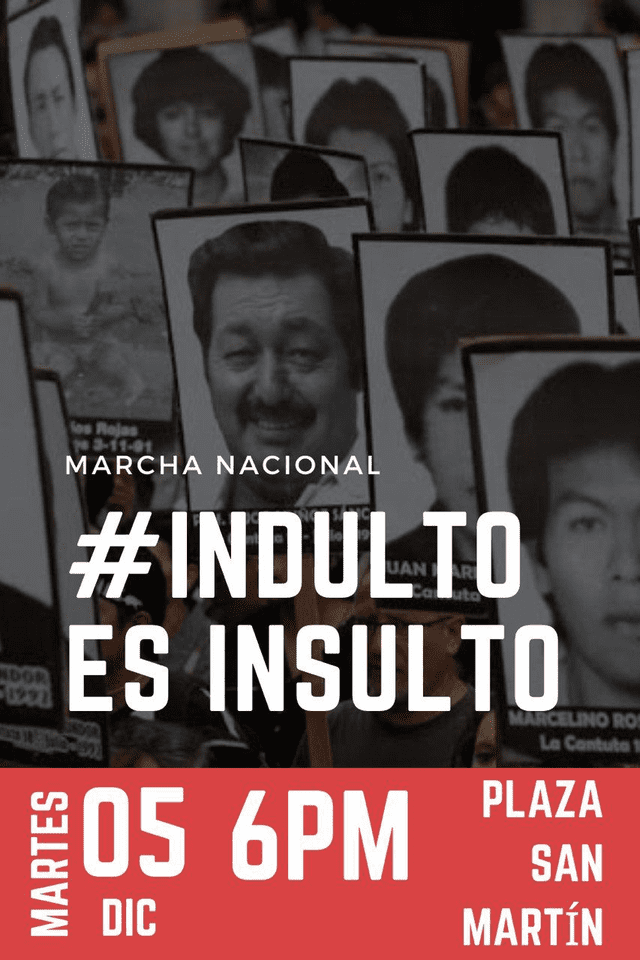  Ciudadanos convocan a marchas luego de que el TC ordenara la liberación de Alberto Fujimori. Foto: difusión    
