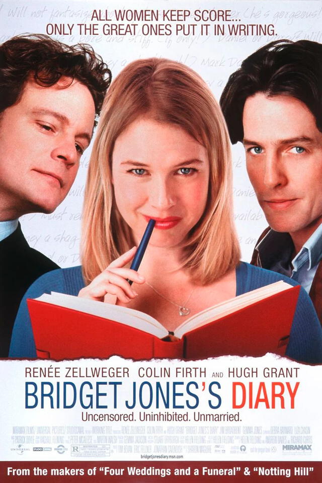  Colin Firth, Renée Zellweger y Hugh Grant protagonizaron las dos primeras películas de 'Bridget Jones'. Foto: Universal   