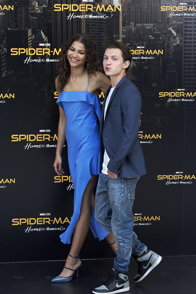 La estadounidense Zendaya y el británico Tom Holland en la presentación de Spider-Man: homecoming en Madrid. Foto: difusión