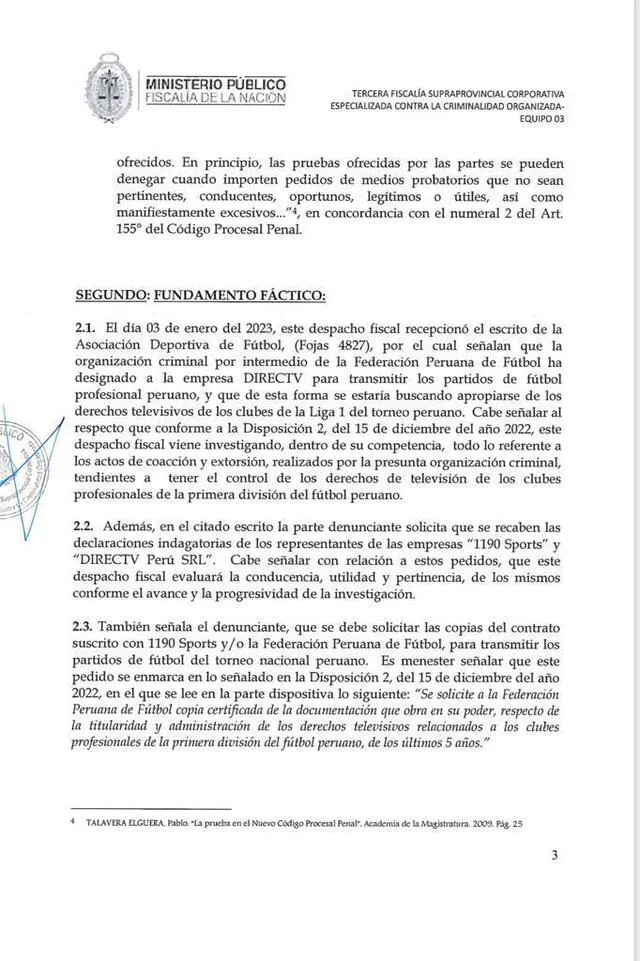 Fiscalía pidio documentos a Directv Perú (Parte 3). Foto: Ministerio Publico