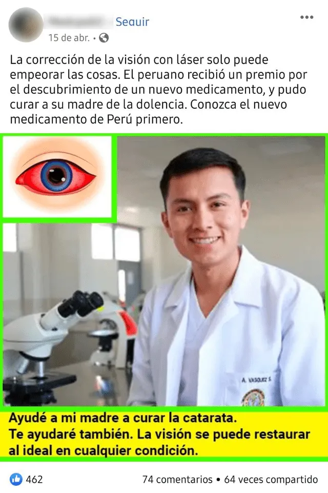 Publicación viral sobre falso proyecto para restaurar la visión.