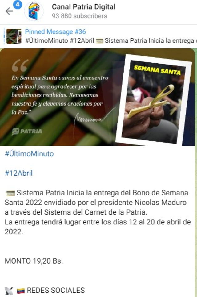 Bono Semana Santa: qué se sabe del subsidio, cuánto es el monto y cuándo fue el último pago | Último Bono Semana Santa | Patria bonos | Bonos de Maduro | Sistema Patria | Venezuela