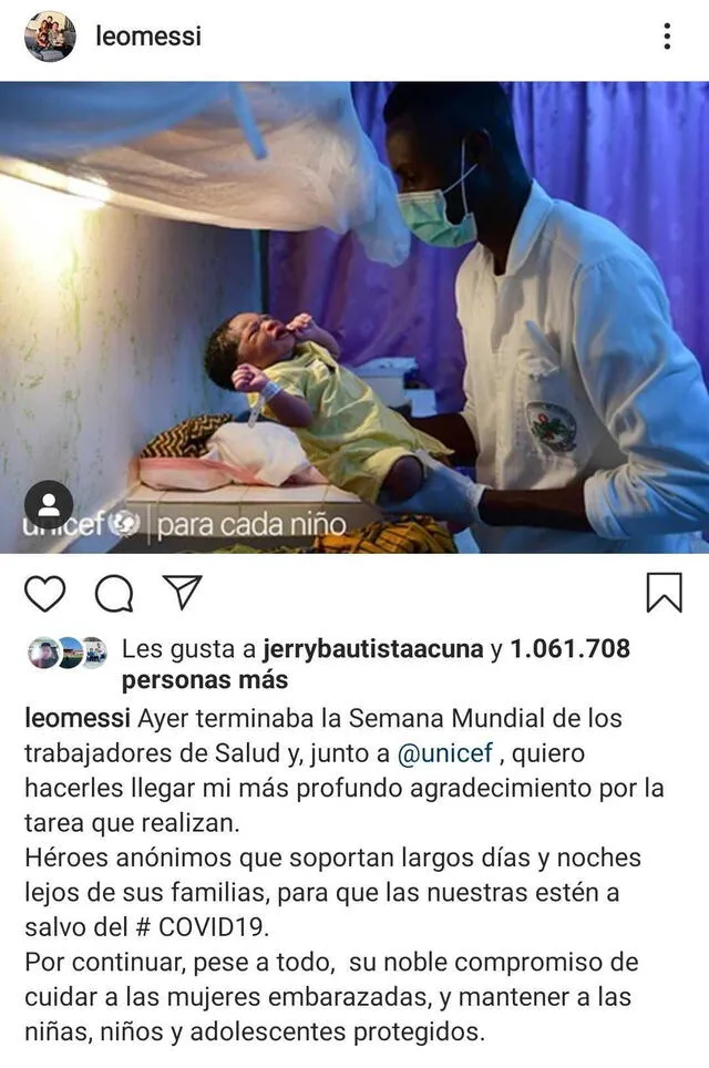 Mensaje de Lionel Messi al cuerpo médico