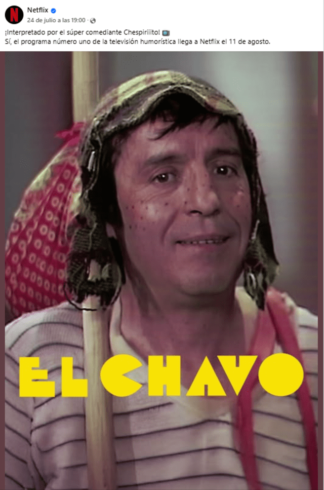 El Chavo en Netflix. Foto: Facebook El Chavo en Netflix. Foto: Facebook