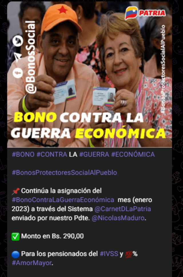 Bono de Guerra | Bono contra la Guerra Económica 2023