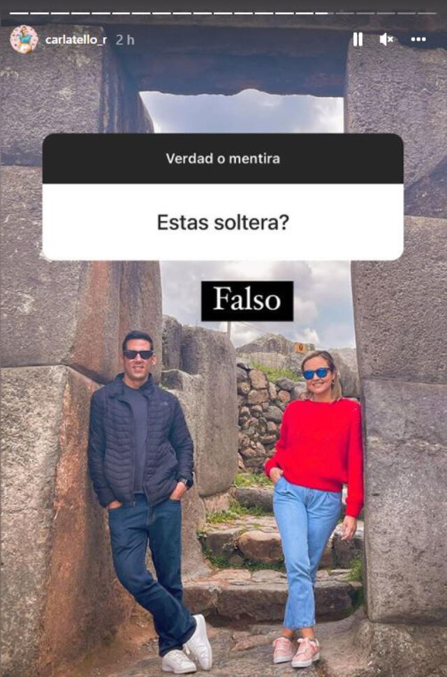 Carla Tello y su nueva pareja durante su viaje a Cuzco.