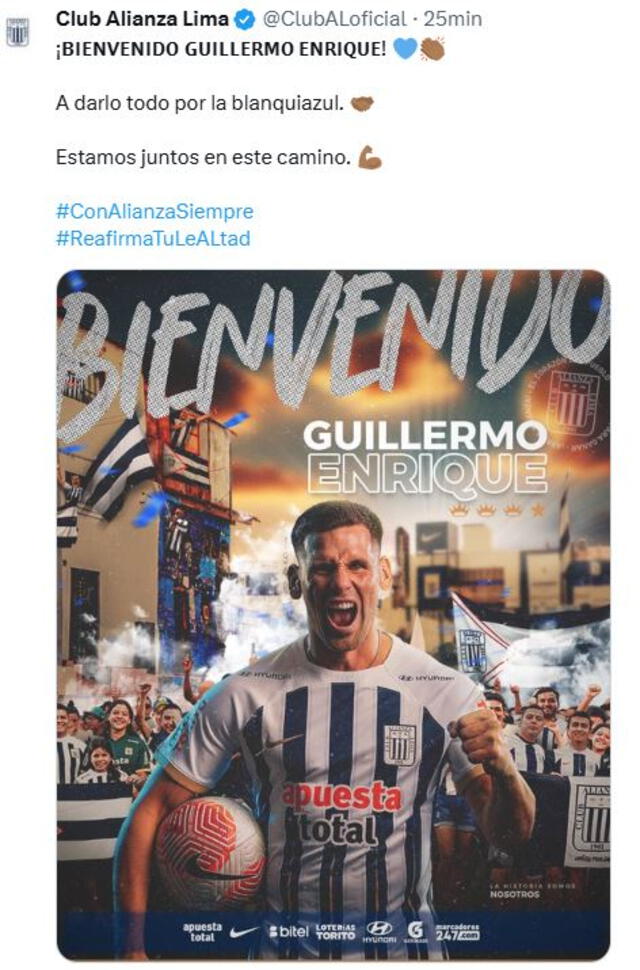 Presentación oficial de Guillermo Enrique. Foto: Alianza Lima 