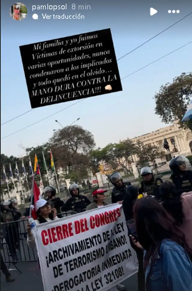 "Mano dura contra la delincuencia" fue lo que exigió Pamela López. Foto: Instagram.   