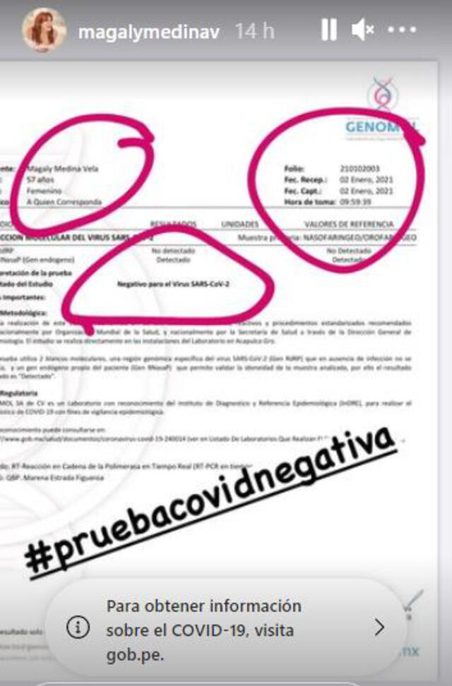 Magaly Medina da negativo a la prueba del coronavirus. Foto: captura de Instagram