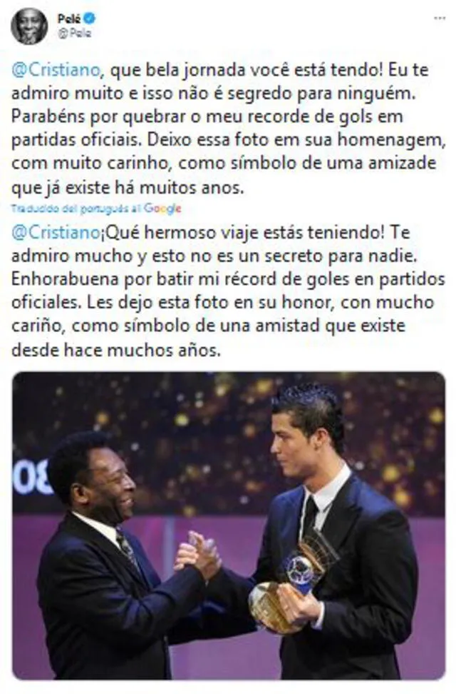 Pelé reconoce a Cristiano Ronaldo