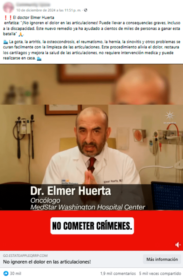 <em> Posteo falso difundido por la red social de Facebook. Foto: captura de pantalla</em>.   