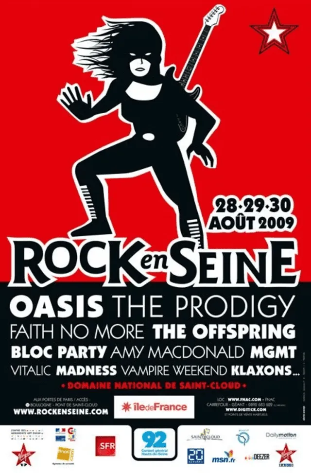 Afiche del festival "Rock en Seine", último festival en el que se esperaba ver a Oasis. Foto: Especial