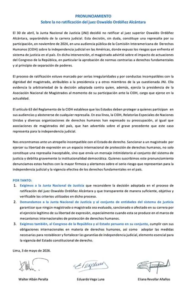 Además del pedido de reconsideración, pidieron que se “transparente de manera suficiente, objetiva y verificable los criterios utilizados en dicho proceso”. Foto: Gerardo Távara/X  