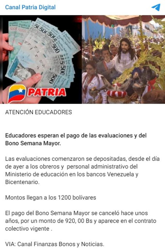 Bono Semana Santa para docentes: ¿cuándo inicia el pago y de cuánto es? | Bono Semana Mayor 2023 | Pago docentes | Ministerio de Educación Venezuela