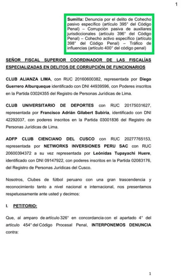 Documento de los tres clubes