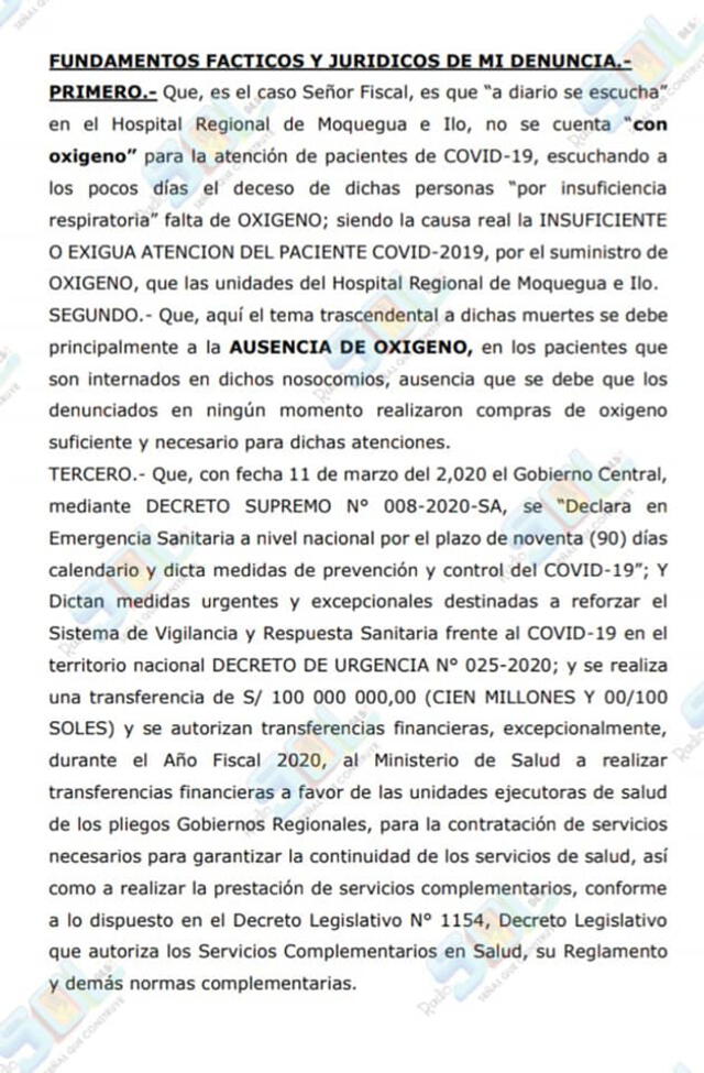 Denuncia por muertes COVID-19 en Moquegua 2. Fuente: Radio Sol.