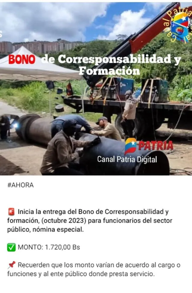  El Bono de Corresponsabilidad y Formación es una de las ayudas económicas entregadas por el gobierno. Foto: Telegram    