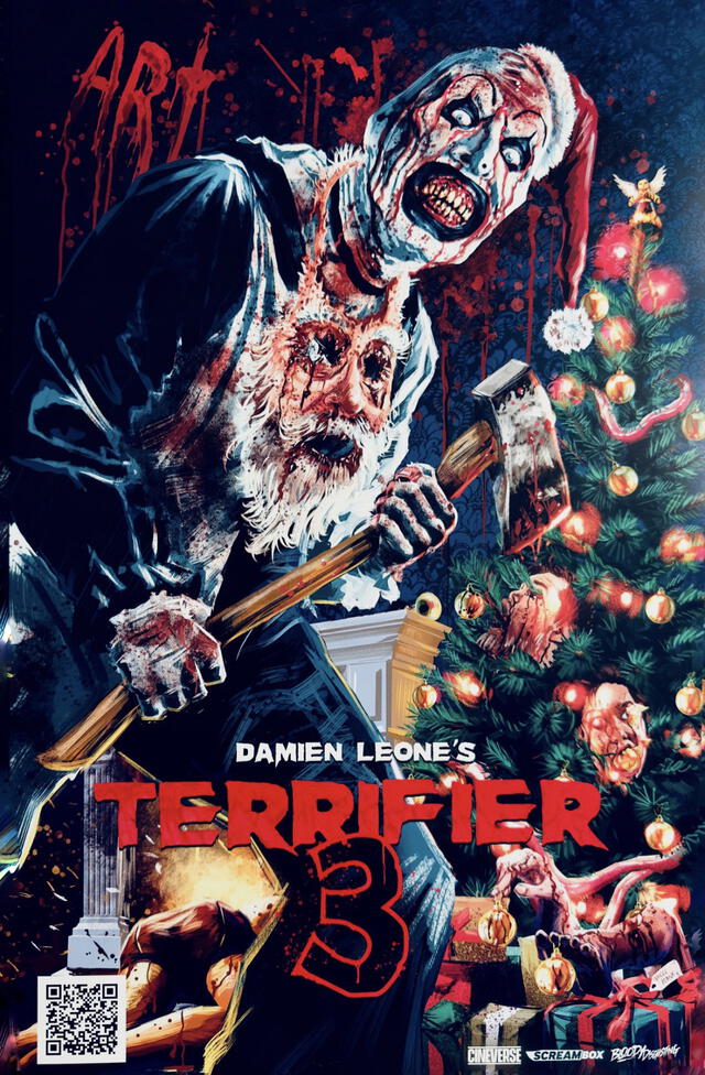 Así luce el afiche oficial de ‘Terrifier 3’. Foto: Cineverse   