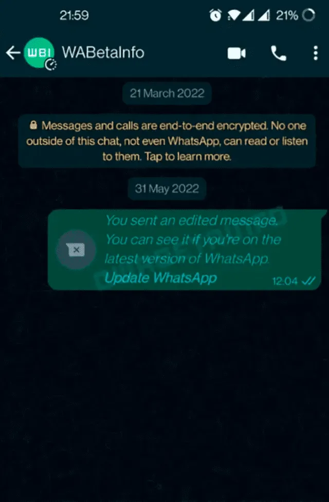 Vas a tener que actualizar a la última versión de WhatsApp para editar mensajes. Foto: Wabetainfo