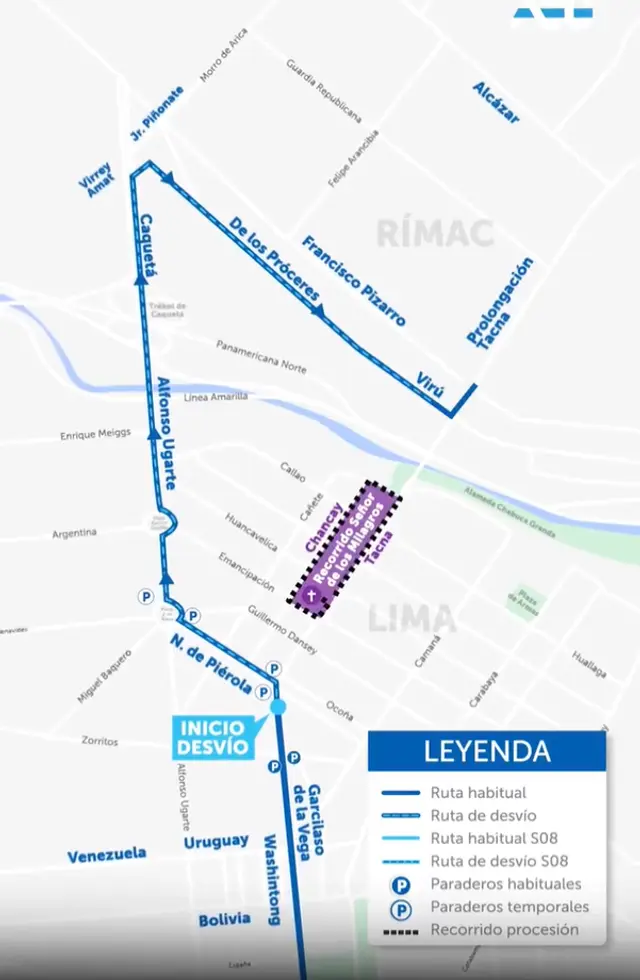 ATU anuncia desvíos en el corredor azul por procesión del Señor de los Milagros. (Ruta Lima-SJL) ATU anuncia desvíos en el corredor azul por procesión del Señor de los Milagros. (Ruta Lima-SJL)