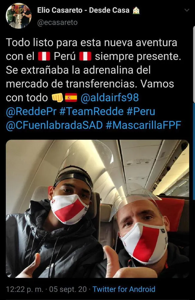 Aldair Fuentes partió a España para incorporarse al Fuenlabrada. Foto: Twitter | Elio Casareto.