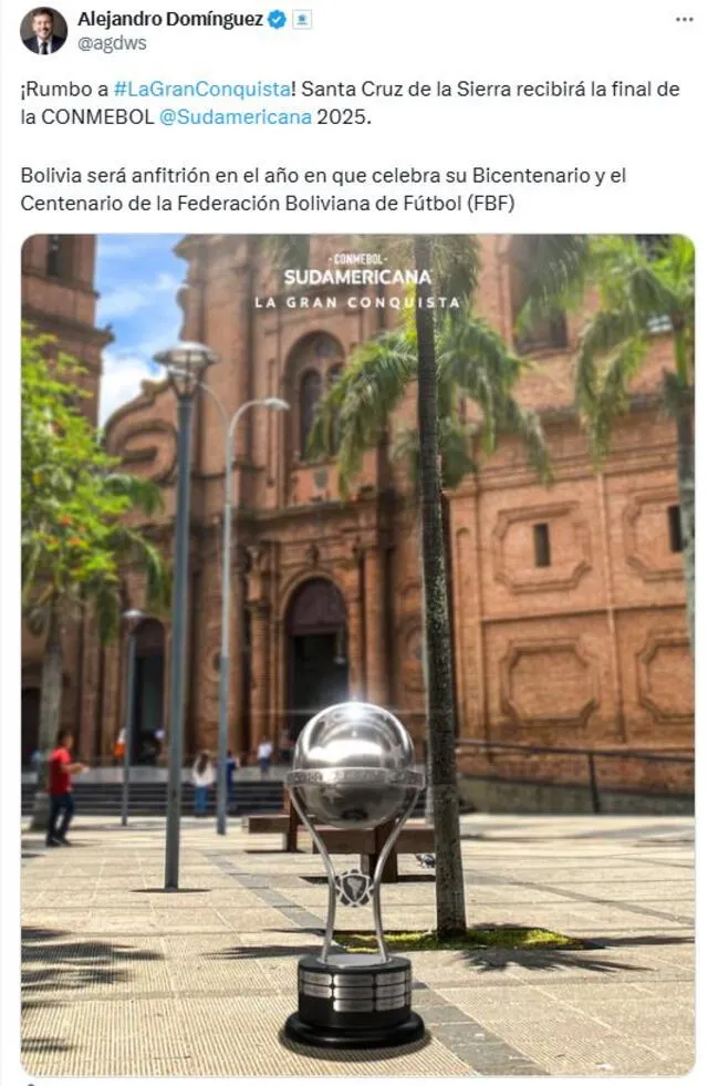  Anuncio oficial del presidente Alejandro Domínguez. Foto: X/Agdws   