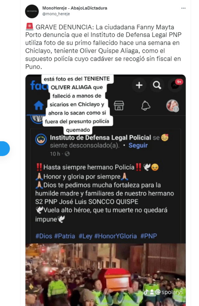 Denuncia viral atribuida a una supuesta prima de Oliver Quispe