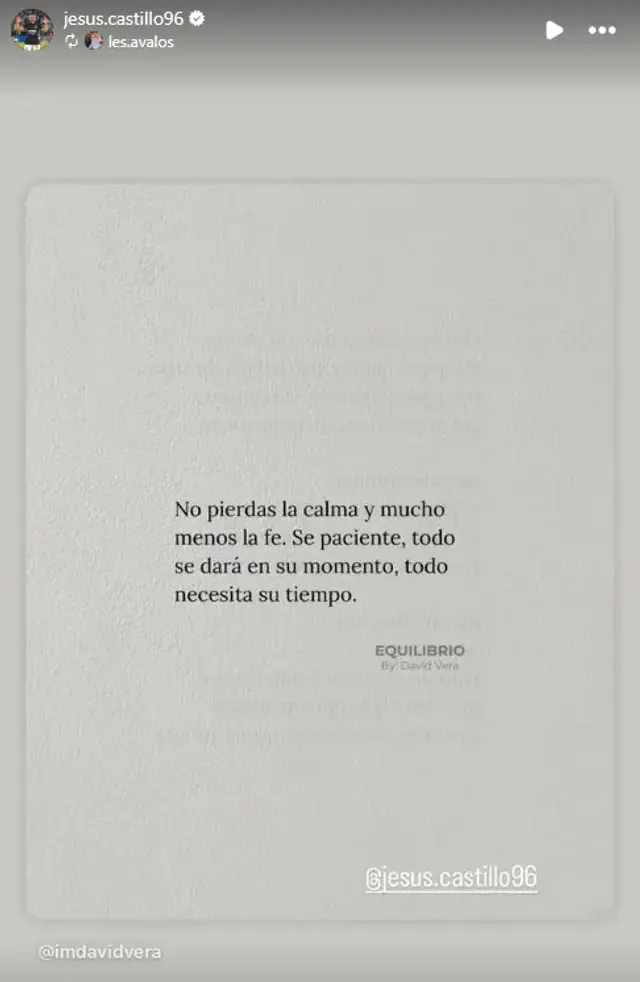 Mensaje de Jesús Castillo previo al Alianza Lima vs Cienciano. Foto: Instagram   