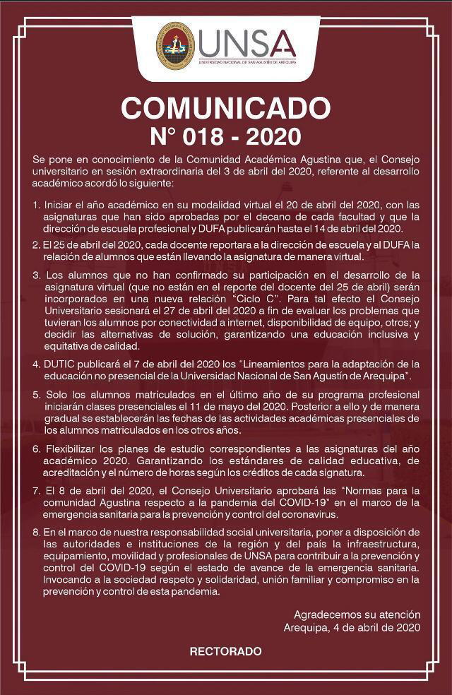 Comunicado UNSA