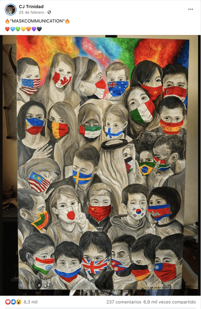 "MASKCOMMUNICATION", de CJ Trinidad. Foto: captura de Facebook.