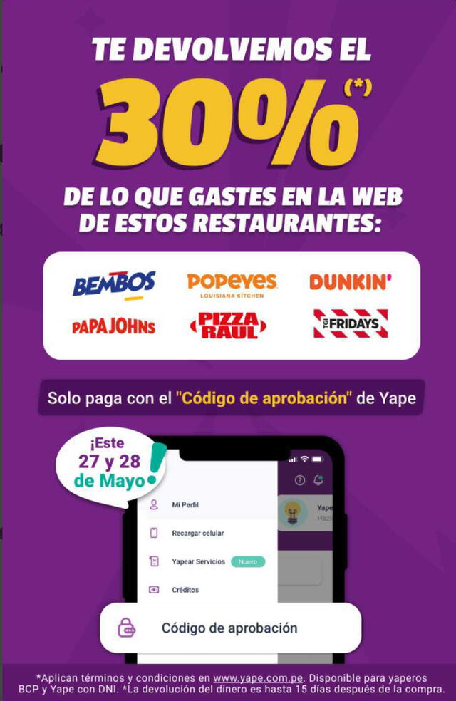 Afiche de la promoción. Foto: captura de Yape   