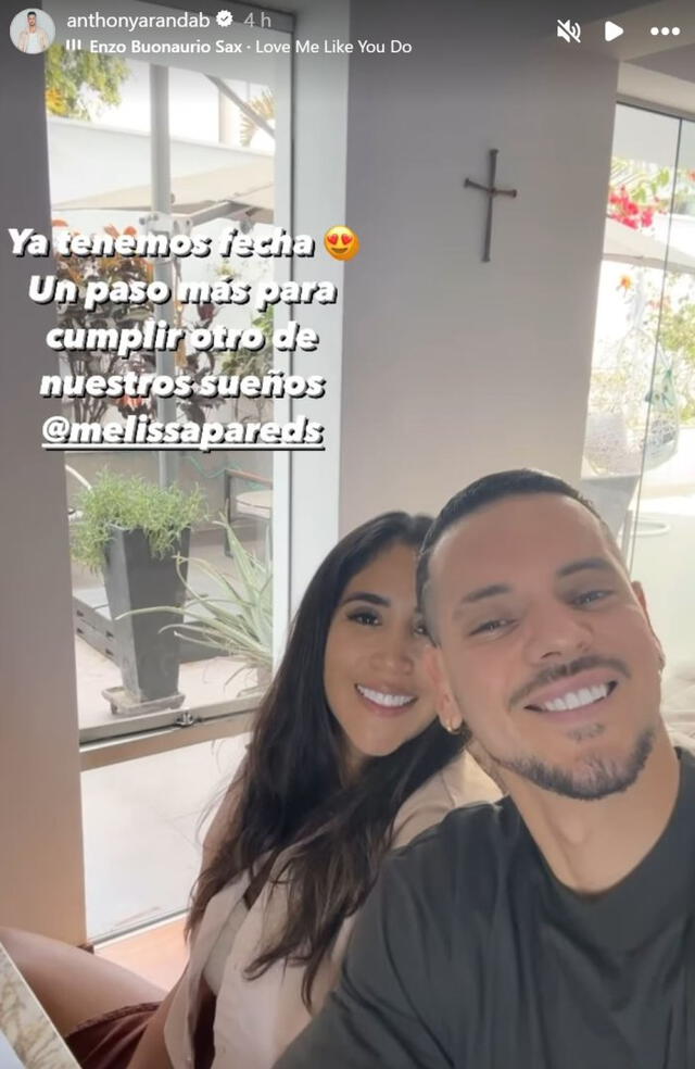  Melissa Paredes y Anthony Aranda emocionados por iniciar sus planes de boda. Foto: Instagram/Anthony Aranda   