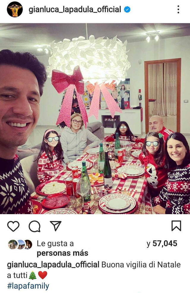 Lapadula recibió la Navidad junto a su familia.