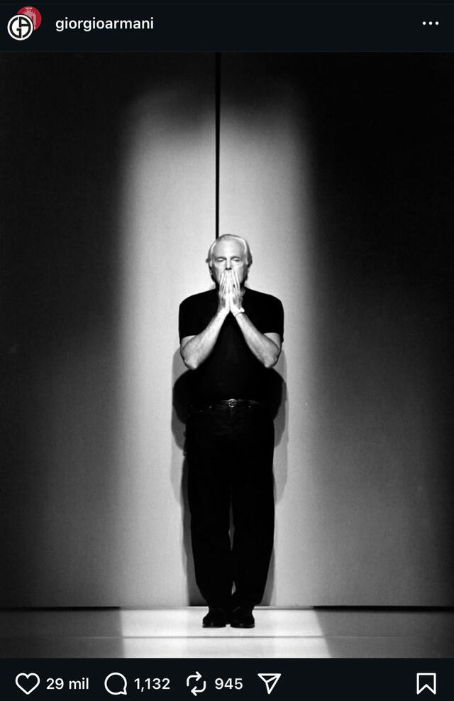 Murió Giorgio Armani a los 91 años en Milán, Italia. Foto: Instagram de Foto de perfil de Giorgio Armani