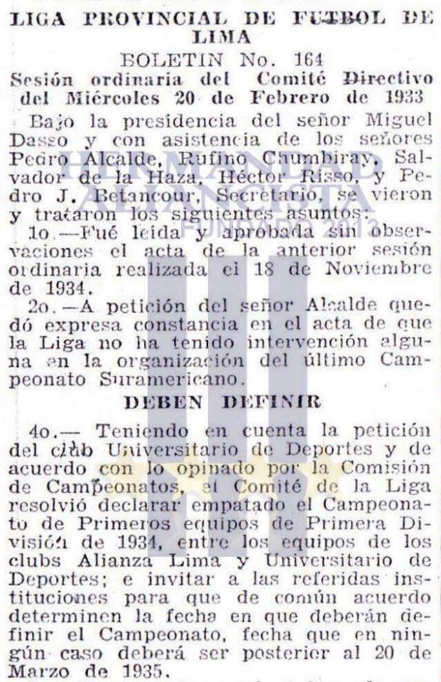 Boletín oficial 164 del fútbol peruano.