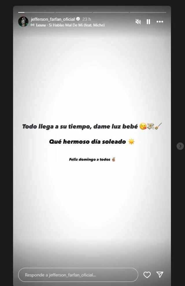 Tras darse a conocer que Farfán ganó el juicio por violación a la intimidad contra Magaly Medina, el posteó una historio en IG.   