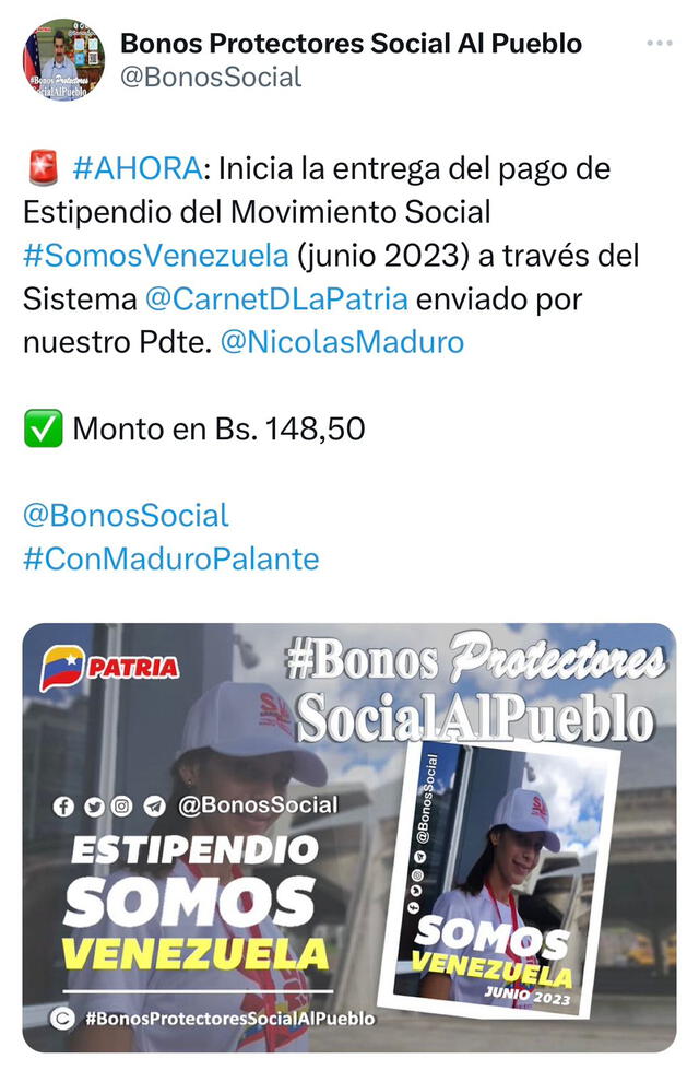 Bono Somos Venezuela registro | Patria 