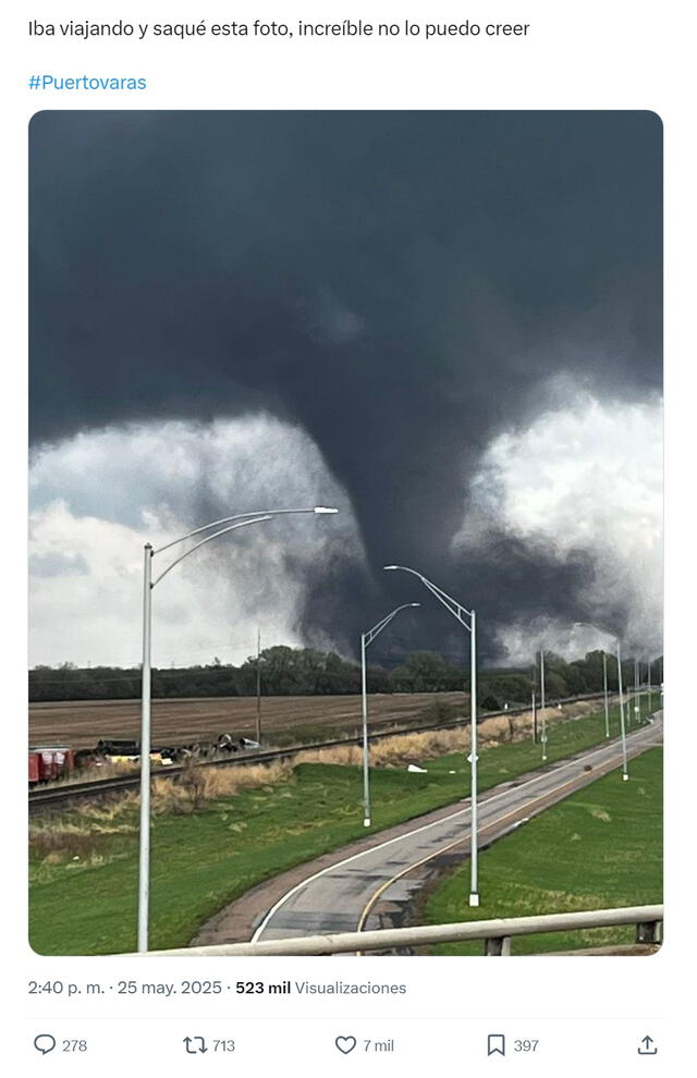 <em>Desinformación sobre el reciente tornado que afectó el sur de Chile. Foto: captura de X</em>   
