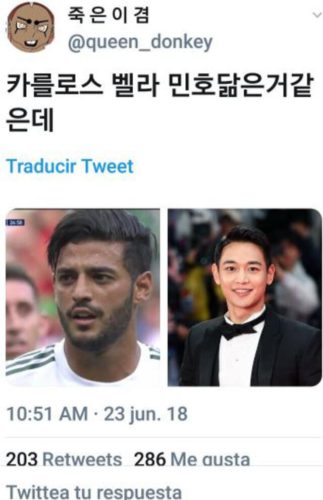 Carlos Vela y Choi Minho. Foto: Twitter