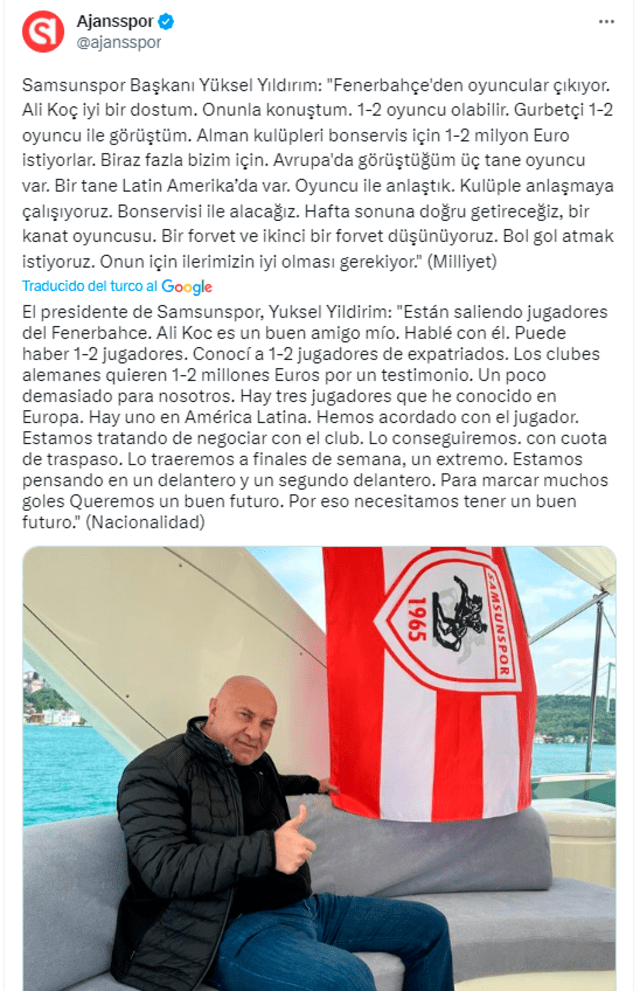  Samsunspor sobre sus fichajes. Foto: Twitter   